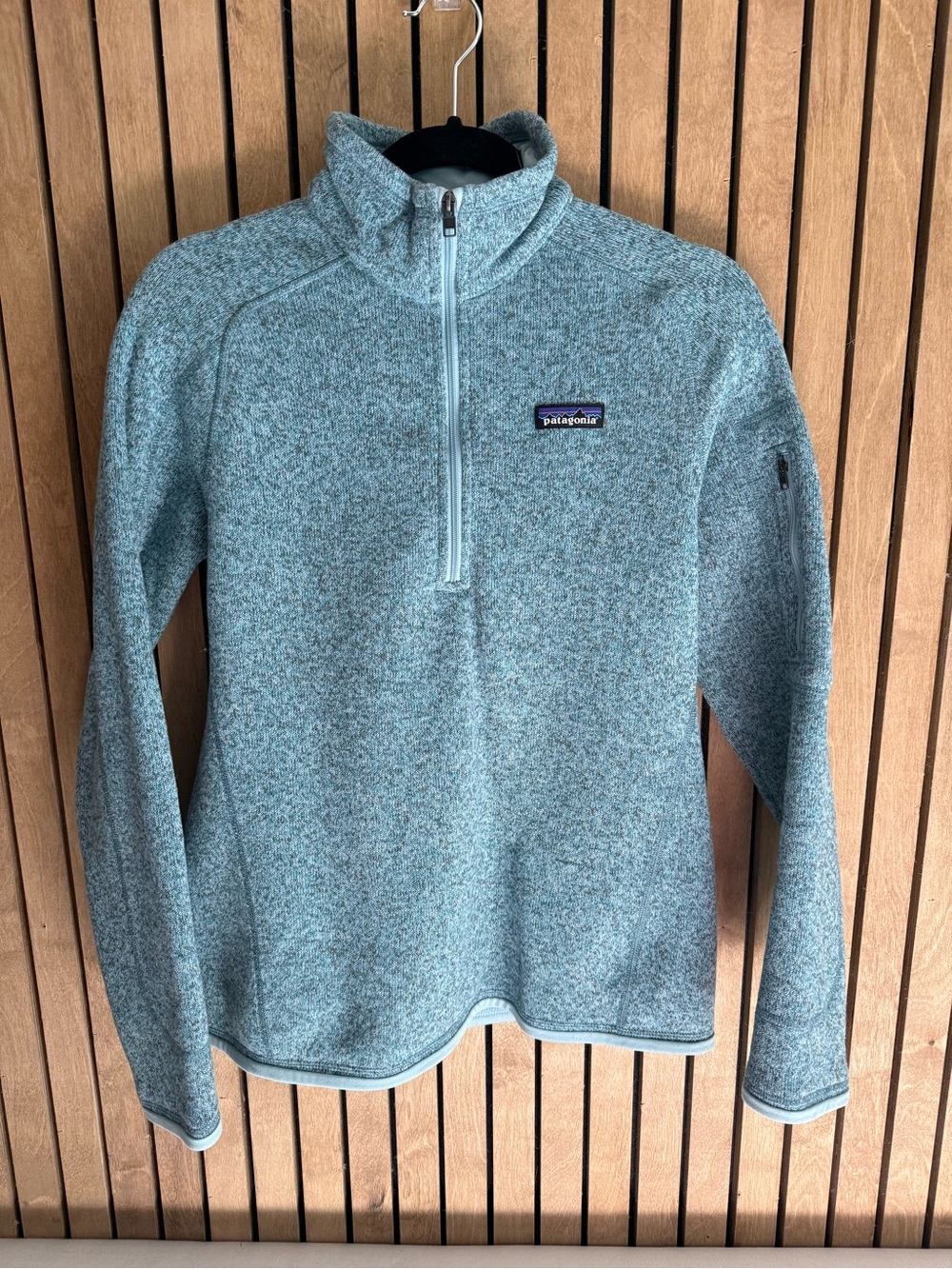 Patagonia Heathered Light Blue Half-Zip Fleece Pullover
